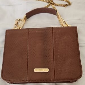 Urban Expressions Crossbody Handbag Faux Snake Skin Brown & Gold